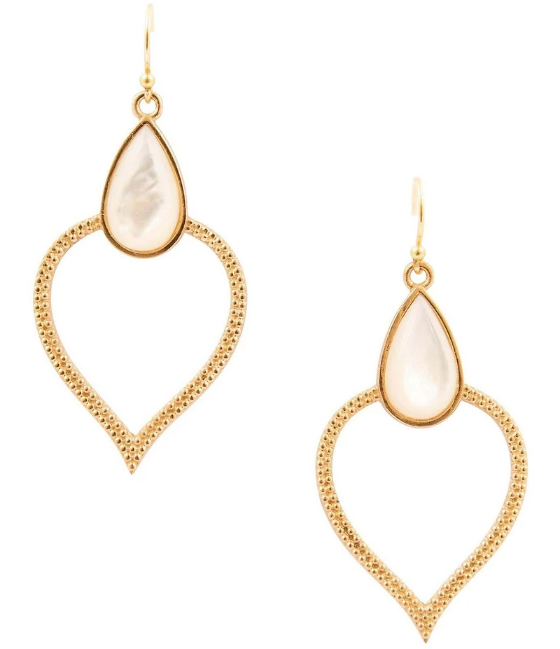 Barse Bronze and Mother Of Pearl Statement Drop Earrings