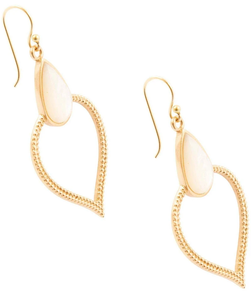 Barse Bronze and Mother Of Pearl Statement Drop Earrings