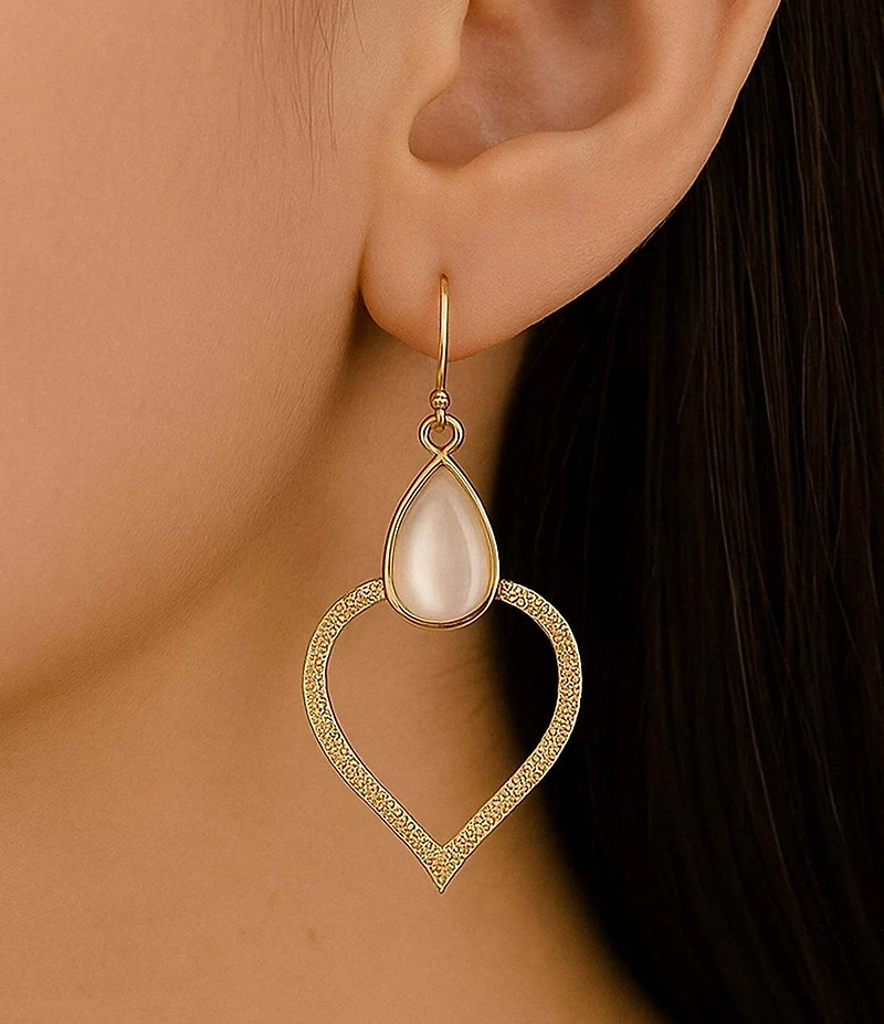 Barse Bronze and Mother Of Pearl Statement Drop Earrings