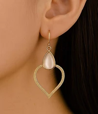 Barse Bronze and Mother Of Pearl Statement Drop Earrings
