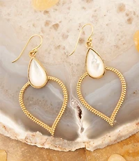 Barse Bronze and Mother Of Pearl Statement Drop Earrings