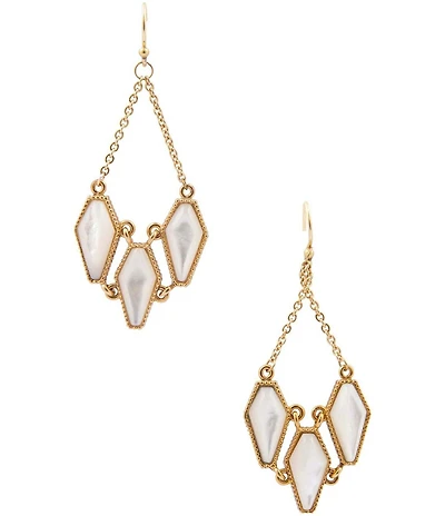Barse Bronze and Mother Of Pearl Tidal Trio Drop Earrings