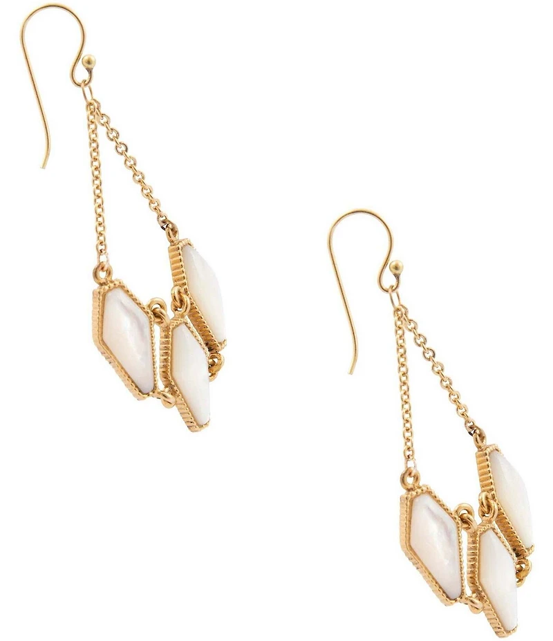Barse Bronze and Mother Of Pearl Tidal Trio Drop Earrings