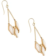 Barse Bronze and Mother Of Pearl Tidal Trio Drop Earrings