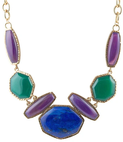 Barse Odyssey Lapis Multi Stone Statement Necklace