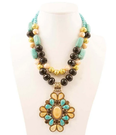 Barse Bronze and Multi Stone Madrid Statement Necklace