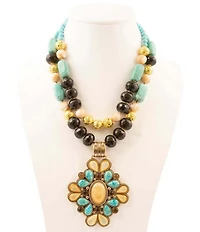 Barse Bronze and Multi Stone Madrid Statement Necklace