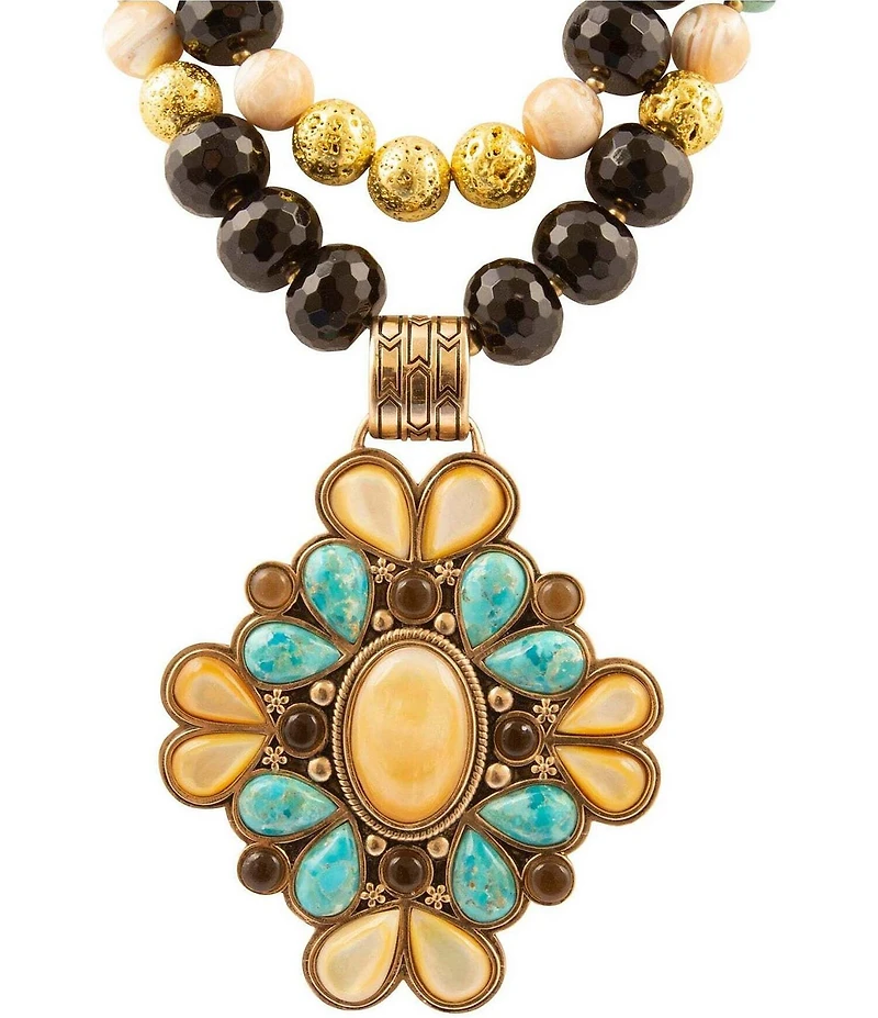 Barse Bronze and Multi Stone Madrid Statement Necklace