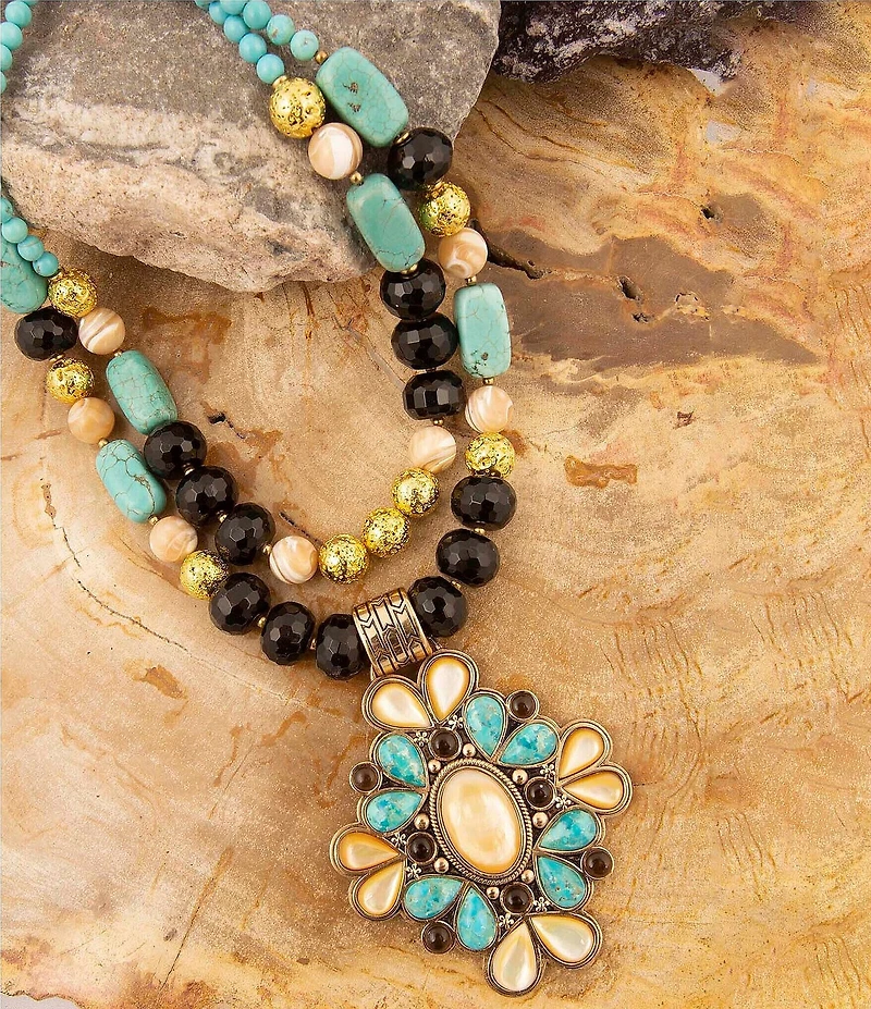 Barse Bronze and Multi Stone Madrid Statement Necklace