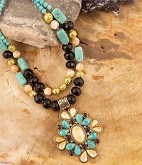 Barse Bronze and Multi Stone Madrid Statement Necklace