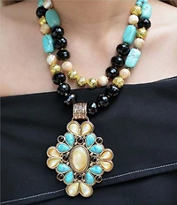 Barse Bronze and Multi Stone Madrid Statement Necklace