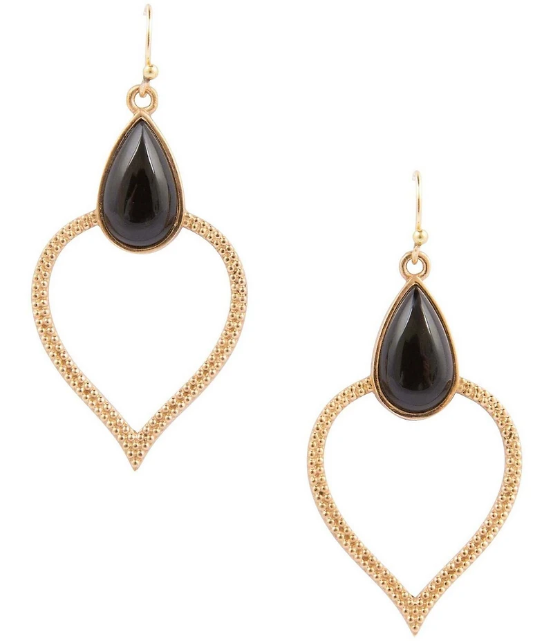 Barse Bronze and Onyx Date Night Statement Drop Earrings