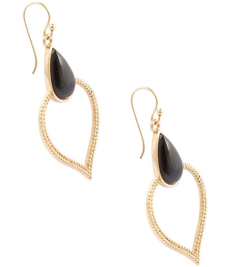 Barse Bronze and Onyx Date Night Statement Drop Earrings