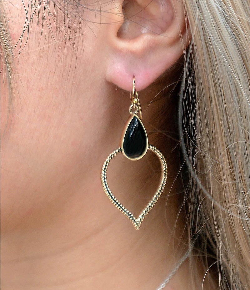 Barse Bronze and Onyx Date Night Statement Drop Earrings
