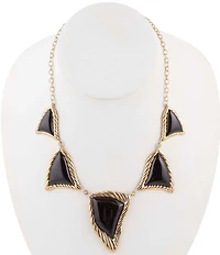 Barse Bronze and Onyx Genuine Stone Statement Frontal Necklace