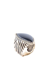 Barse Black Onyx Golden Statement Rings