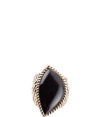 Barse Black Onyx Golden Statement Rings