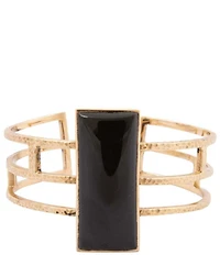 Barse Bronze and Onyx Wavy Cuff Bracelet
