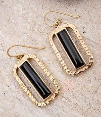Barse Bronze and Onyx Wavy Drop Earrings