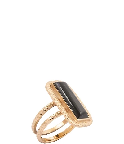 Barse Bronze and Onyx Wavy Statement Ring