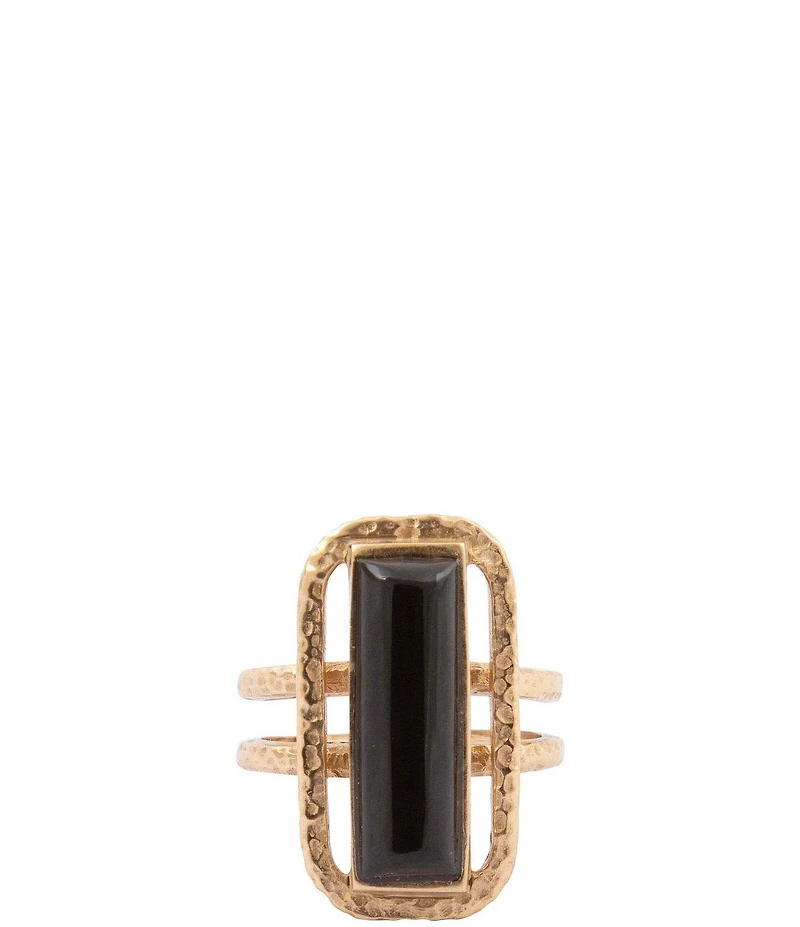 Barse Bronze and Onyx Wavy Statement Ring