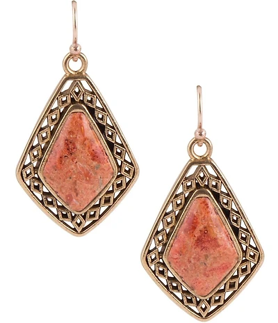 Barse Native Vibe Orange Sponge Coral Arrow Earrings