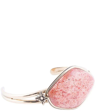 Barse Lucent Orange Sponge Coral Cuff Golden Bracelet