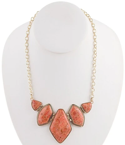 Barse Multi Shape Orange Sponge Coral Pendant Gold Necklace