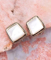 Barse Bronze and Pearl Clip Drop Earrings