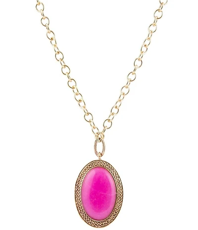 Barse Bronze and Pink Agate Ovation Short Pendant Necklace