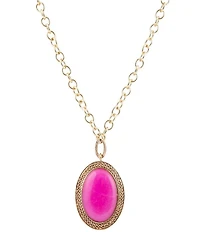 Barse Bronze and Pink Agate Ovation Short Pendant Necklace