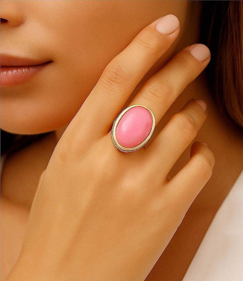 Barse Bronze and Pink Agate Ovation Statement Ring