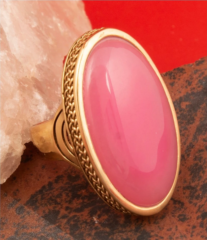Barse Bronze and Pink Agate Ovation Statement Ring