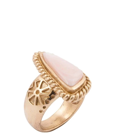 Barse Bronze and Pink Mother Of Pearl Belle Statement Ring