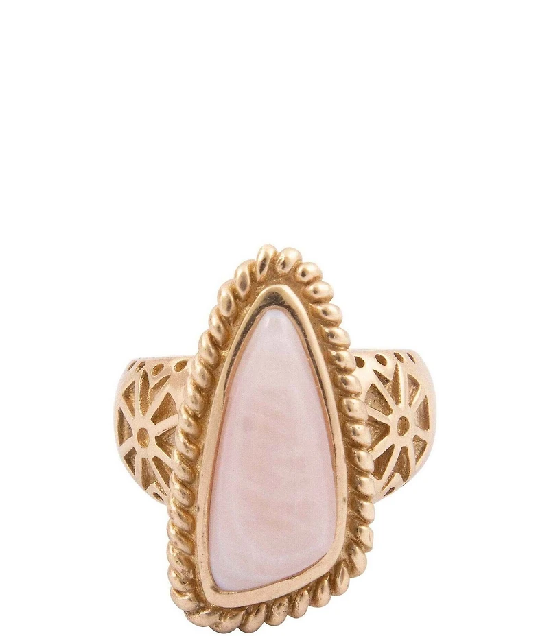 Barse Bronze and Pink Mother Of Pearl Belle Statement Ring