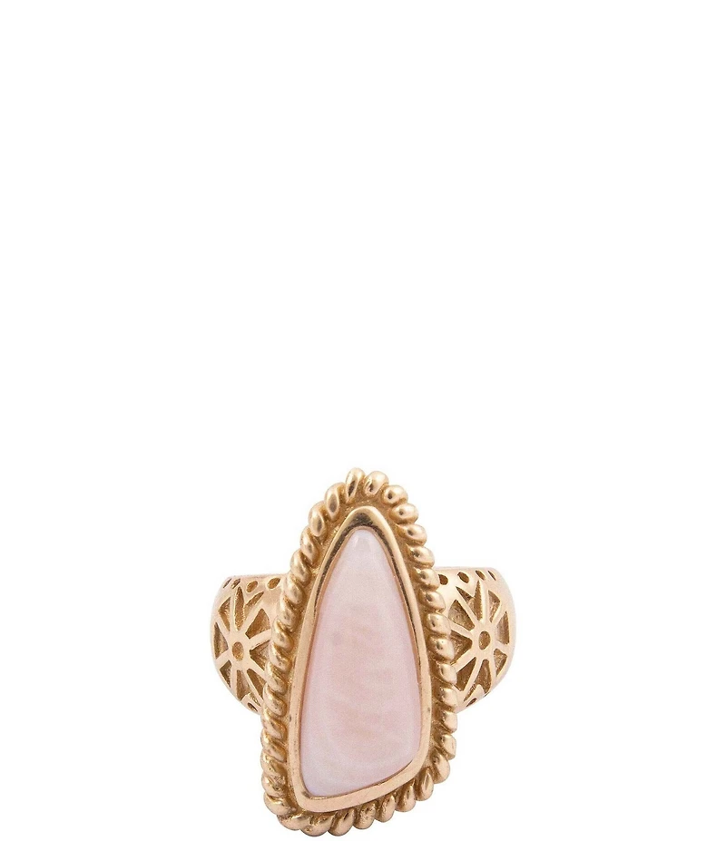 Barse Belle Bronze And Pink Mother Of Pearl Statement Ring