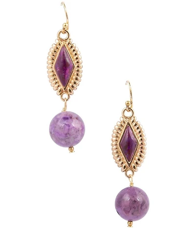 Barse Bronze and Purple Turquoise Anemone Linear Earrings