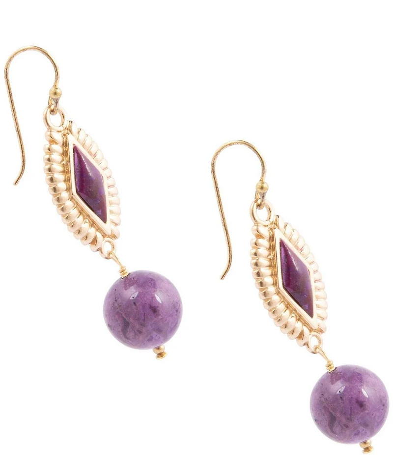 Barse Bronze and Purple Turquoise Anemone Linear Earrings