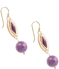 Barse Bronze and Purple Turquoise Anemone Linear Earrings