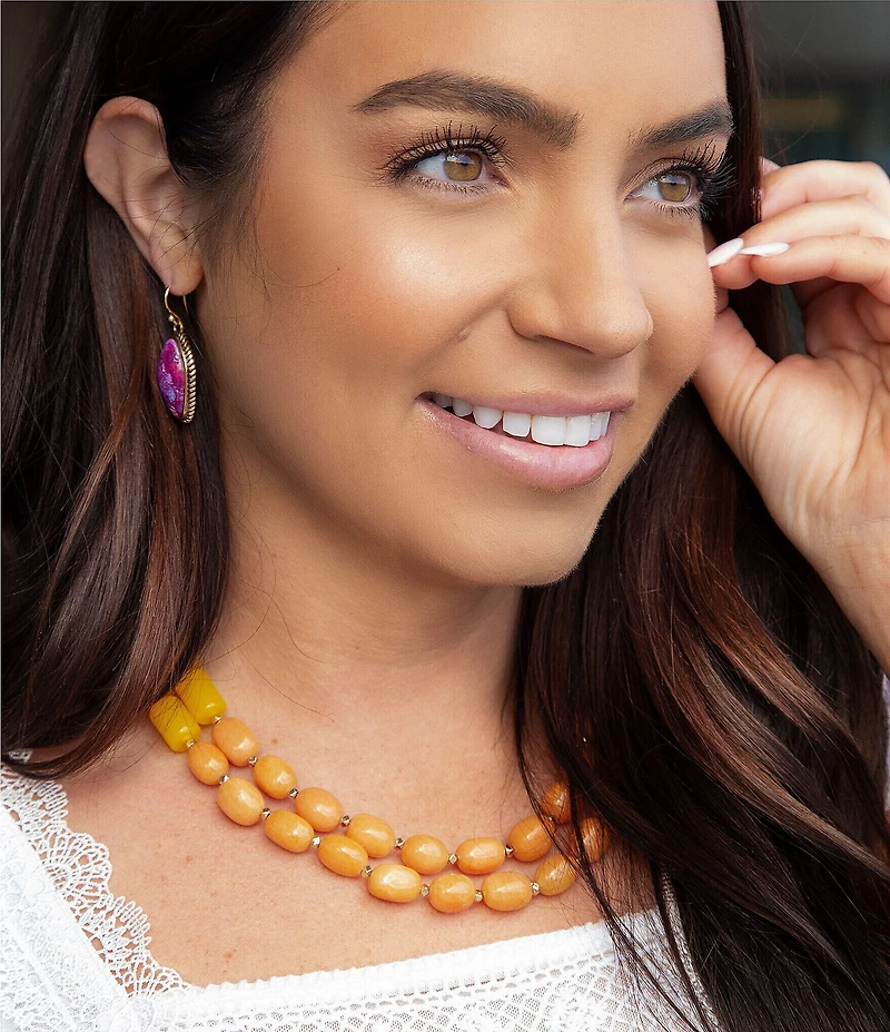 Barse Purple Turquoise Boulder Statement Earrings