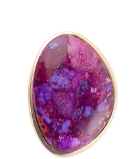 Barse Aruba Purple Turquoise Golden Statement Ring