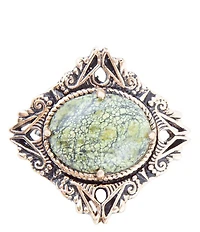 Barse Aspen Green Serpentine Golden Statement Ring