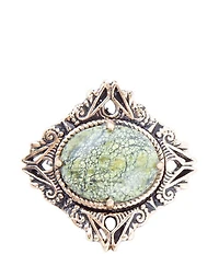 Barse Aspen Green Serpentine Golden Statement Ring
