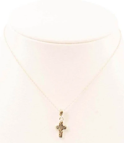 Barse Bronze and Sterling Silver Love Dainty Cross Short Pendant Necklace