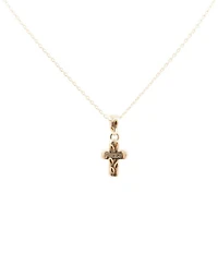 Barse Bronze and Sterling Silver Love Dainty Cross Short Pendant Necklace