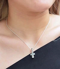 Barse Bronze and Sterling Silver Love Dainty Cross Short Pendant Necklace
