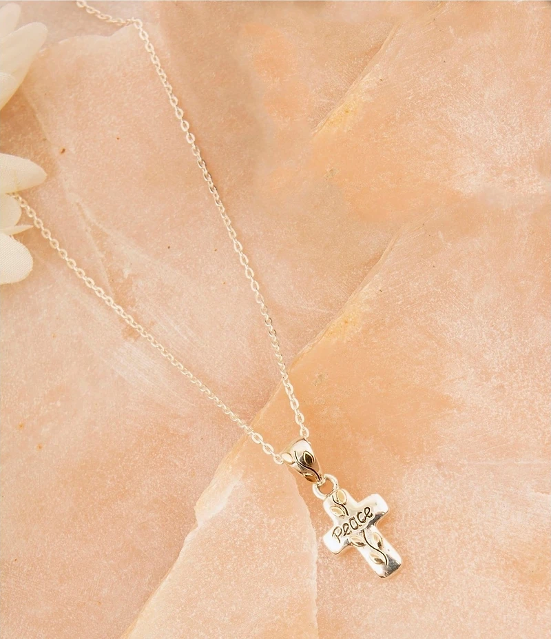 Barse Cross of Love Sterling Silver Pendant Necklace