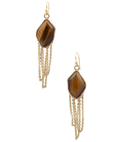 Barse Bronze and Tiger's Eye Golden Umber Statement Drop Earrings