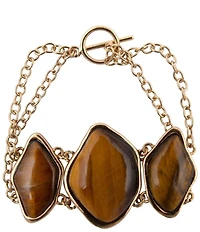 Barse Bronze and Tiger's Eye Golden Umber Statement Line Bracelet