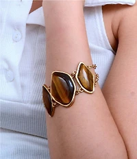Barse Bronze and Tiger's Eye Golden Umber Statement Line Bracelet